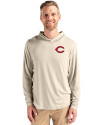 Cincinnati Reds Cutter & Buck Coastline Epic Comfort Recycled Mens Hooded Shirt Wheat Front Thumbnail Image