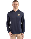 Houston Astros Cutter & Buck Coastline Epic Comfort Recycled Mens Hooded Shirt Navy Blue Front Thumbnail Image
