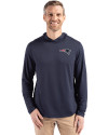 New England Patriots Cutter & Buck Coastline Epic Comfort Recycled Mens Hooded Shirt Navy Blue Front Thumbnail Image