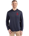 Boston Red Sox Cooperstown Cutter & Buck Coastline Epic Comfort Recycled Mens Hooded Shirt Navy Blue Front Thumbnail Image