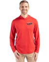 Lansing Lugnuts Cutter & Buck Coastline Epic Comfort Recycled Mens Hooded Shirt Red Front Thumbnail Image
