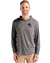 Delaware Fightin' Blue Hens College Vault Cutter & Buck Coastline Epic Comfort Recycled Mens Hooded Shirt Elemental Grey Front Thumbnail Image