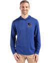Delaware Fightin' Blue Hens College Vault Cutter & Buck Coastline Epic Comfort Recycled Mens Hooded Shirt Tour Blue Front Thumbnail Image
