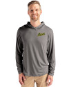George Mason Patriots College Vault Cutter & Buck Coastline Epic Comfort Recycled Mens Hooded Shirt Elemental Grey Front Thumbnail Image