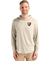 Illinois Fighting Illini College Vault Cutter & Buck Coastline Epic Comfort Recycled Mens Hooded Shirt Wheat Front Thumbnail Image