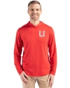 Utah Utes College Vault Cutter & Buck Coastline Epic Comfort Recycled Mens Hooded Shirt Red Front Thumbnail Image