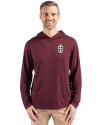 Southern Illinois Salukis College Vault Cutter & Buck Coastline Epic Comfort Recycled Mens Hooded Shirt Bordeaux Front Thumbnail Image
