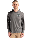 Las Vegas Raiders Historic Cutter & Buck Coastline Epic Comfort Recycled Mens Hooded Shirt Elemental Grey Front Thumbnail Image