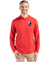 Montreal Expos Cooperstown Cutter & Buck Coastline Epic Comfort Recycled Mens Hooded Shirt Red Front Thumbnail Image