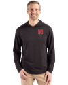 Nebraska Cornhuskers Alumni Cutter & Buck Coastline Epic Comfort Recycled Mens Hooded Shirt Black Front Thumbnail Image