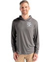 Texas A&M Aggies Alumni Cutter & Buck Coastline Epic Comfort Recycled Mens Hooded Shirt Elemental Grey Front Thumbnail Image
