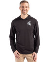 Michigan State Spartans Cutter & Buck Coastline Epic Comfort Recycled Mens Hooded Shirt Black Front Thumbnail Image