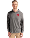 Nebraska Cornhuskers Cutter & Buck Coastline Epic Comfort Recycled Mens Hooded Shirt Elemental Grey Front Thumbnail Image
