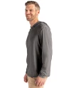 North Dakota Cutter & Buck Coastline Epic Comfort Recycled Mens Hooded Shirt Elemental Grey Side Thumbnail Image