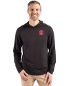 NC State Wolfpack Cutter & Buck Coastline Epic Comfort Recycled Mens Hooded Shirt Black Front Thumbnail Image