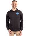 Indiana State Sycamores Cutter & Buck Coastline Epic Comfort Recycled Mens Hooded Shirt Black Front Thumbnail Image