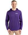NYU Violets Cutter & Buck Coastline Epic Comfort Recycled Mens Hooded Shirt College Purple Front Thumbnail Image