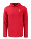 USC Trojans Cutter & Buck Coastline Epic Comfort Recycled Mens Hooded Shirt Cardinal Red Mannequin Thumbnail Image