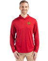 View image 4: Midwestern State Mustangs Cutter & Buck Coastline Recycled Double Peached Mens Hooded Pullover Cardinal Red Front