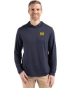 Michigan Wolverines Cutter & Buck Coastline Epic Comfort Recycled Mens Hooded Shirt Navy Blue Front Thumbnail Image