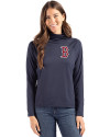 Boston Red Sox Cutter & Buck Coastline Epic Comfort Recycled Womens Funnel Neck Navy Blue Front Thumbnail Image