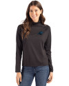 Carolina Panthers Cutter & Buck Coastline Epic Comfort Recycled Womens Funnel Neck Black Front Thumbnail Image