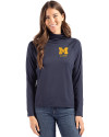 Michigan Wolverines Alumni Cutter & Buck Coastline Epic Comfort Recycled Womens Funnel Neck Navy Blue Front Thumbnail Image