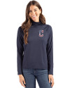 Cleveland Guardians Stars & Stripes Cutter & Buck Coastline Epic Comfort Recycled Womens Funnel Neck Navy Blue Front Thumbnail Image