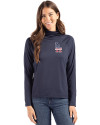 Los Angeles Dodgers Stars & Stripes Cutter & Buck Coastline Epic Comfort Recycled Womens Funnel Neck Navy Blue Front Thumbnail Image