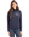 Chicago Cubs Stars & Stripes Cutter & Buck Coastline Epic Comfort Recycled Womens Funnel Neck Navy Blue Front Thumbnail Image