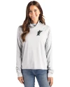 Miami Marlins Cooperstown Cutter & Buck Coastline Epic Comfort Recycled Womens Funnel Neck CONCRETE Front Thumbnail Image