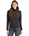 View image 1: Oregon State Beavers Cutter & Buck Coastline Recycled Double Peached Womens Funnel Neck Pullover Black Front