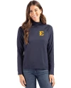ETSU Buccaneers Cutter & Buck Coastline Epic Comfort Recycled Womens Funnel Neck Navy Blue Front Thumbnail Image