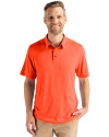Front profile view of a man wearing a College Orange Cutter & Buck Coastline Epic Comfort Eco Recycled Mens Polo Thumbnail Image