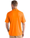 Back profile view of a man wearing an Orange Burst Cutter & Buck Coastline Epic Comfort Eco Recycled Mens Polo Thumbnail Image