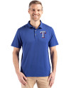 Texas Rangers Cutter & Buck Coastline Epic Comfort Recycled Mens Polo Tour Blue Front Thumbnail Image