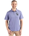 Colorado Rockies Cutter & Buck Coastline Epic Comfort Recycled Mens Polo Hyacinth Front Thumbnail Image