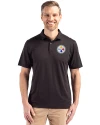 Pittsburgh Steelers Cutter & Buck Coastline Epic Comfort Recycled Mens Polo Black Front Thumbnail Image
