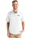 Los Angeles Chargers Cutter & Buck Coastline Epic Comfort Recycled Mens Polo White Front Thumbnail Image