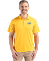 Green Bay Packers Cutter & Buck Coastline Recycled Double Peached Mens Polo College Gold Front Thumbnail Image
