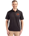 Cincinnati Bengals Cutter & Buck Coastline Epic Comfort Recycled Mens Polo Black Front Thumbnail Image