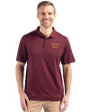 View image 4: Washington Commanders Cutter & Buck Coastline Recycled Double Peached Mens Polo Bordeaux Front