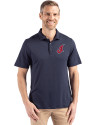 Cleveland Indians Cooperstown Cutter & Buck Coastline Epic Comfort Recycled Mens Polo Navy Blue Front Thumbnail Image