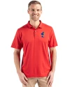 Kansas Jayhawks College Vault Cutter & Buck Coastline Epic Comfort Recycled Mens Polo Red Front Thumbnail Image