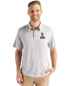 View image 4: Northern Arizona Lumberjacks College Vault Cutter & Buck Coastline Recycled Double Peached Mens Polo CONCRETE Front