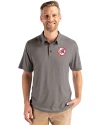 View image 4: New York Yankees Cooperstown Cutter & Buck Coastline Recycled Double Peached Mens Polo Elemental Grey Front