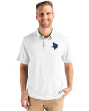 Minnesota Vikings Americana Cutter & Buck Coastline Epic Comfort Recycled Mens Polo White Front Thumbnail Image