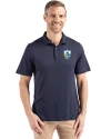 Los Angeles Chargers Historic Cutter & Buck Coastline Epic Comfort Recycled Mens Polo Navy Blue Front Thumbnail Image