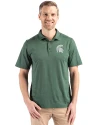 Michigan State Spartans Cutter & Buck Coastline Epic Comfort Recycled Mens Polo Hunter Green Front Thumbnail Image