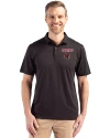 Louisville Cardinals Cutter & Buck Coastline Epic Comfort Recycled Mens Polo Black Front Thumbnail Image
